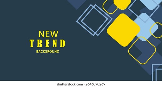 Abstract Geometric Pattern With Yellow and Blue Overlapping Squares on Dark Background vector eps10