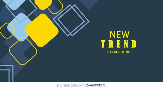 Abstract Geometric Pattern With Yellow and Blue Overlapping Squares on Dark Background vector illustrator eps10