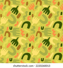 Abstract geometric pattern in yellow, green and brown colors