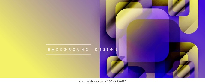 Abstract geometric pattern. Yellow, purple gradients create modern visual texture. Minimalist design with text overlay.