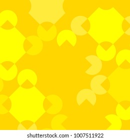 Abstract Geometric Pattern with Yellow Squares and Circles. Abstract Yellow Background for Tile, Fabric, Packaging Paper, Tablecloth, Banner, Textile. Abstract Geometric Pattern in Classic Style.