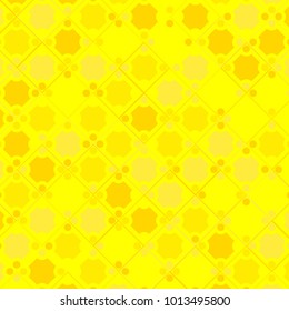 Abstract Geometric Pattern with Yellow Squares and Circles. Abstract Yellow Background for Tile, Fabric, Packaging Paper, Tablecloth, Banner, Textile. Abstract Geometric Pattern in Classic Style.