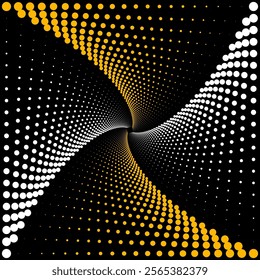 Abstract Geometric Pattern with Yellow and White Dot Matrix on Black Background