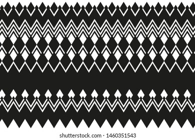 Abstract geometric pattern with zigzag lines and rhombuses. Black and white vector illustration. 
