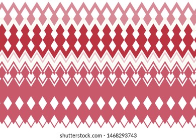 Abstract geometric pattern with zigzag lines and rhombuses. Pink-red color,  vector illustration. 
