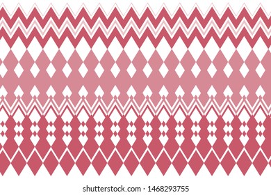 Abstract geometric pattern with zigzag lines and rhombuses. Pink-red color,  vector illustration. 
