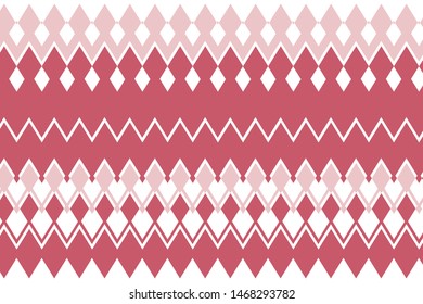 Abstract geometric pattern with zigzag lines and rhombuses. Pink-red color,  vector illustration. 

