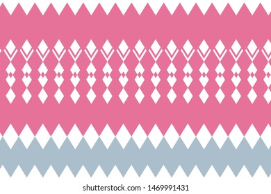 Abstract geometric pattern with zigzag lines and rhombuses. Pink and blue-gray vector illustration. 