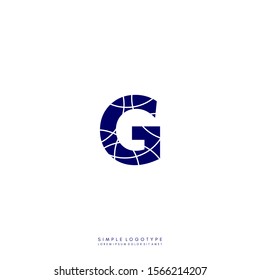 Abstract geometric patterned blue G logo letter simple design concept