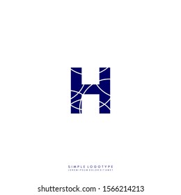 Abstract geometric patterned blue H logo letter simple design concept