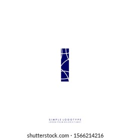 Abstract geometric patterned I blue logo letter simple design concept