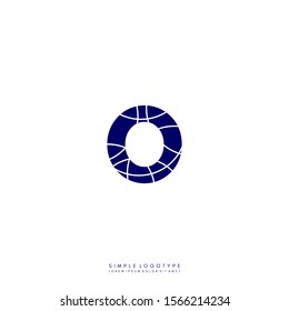 Abstract geometric patterned blue O logo letter simple design concept
