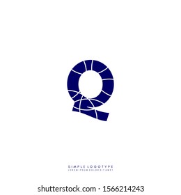 Abstract geometric patterned blue Q logo letter simple design concept