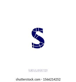 Abstract geometric patterned blue S logo letter simple design concept