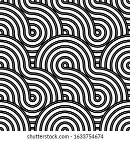 Abstract geometric patterns with curved lines. Smooth vector background. It is suitable for tshirt, sweater, textile fabric, product, background and others.

