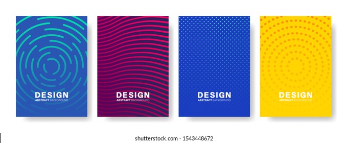 Abstract geometric patterns. Gradients covers design. Set of business brochure, applicable for placards, banners, posters, flyers. Vector illustration.