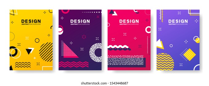 Abstract geometric patterns. Gradients covers design. Set of business brochure, applicable for placards, banners, posters, flyers. Vector illustration.