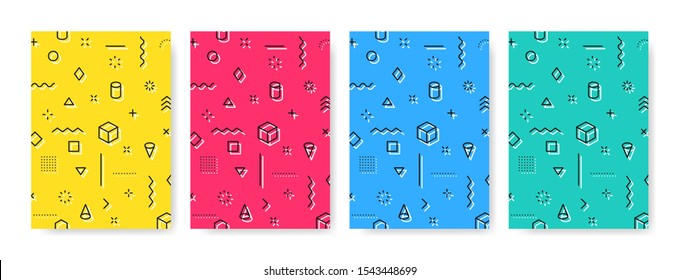 Abstract geometric patterns. Gradients covers design. Set of business brochure, applicable for placards, banners, posters, flyers. Vector illustration.
