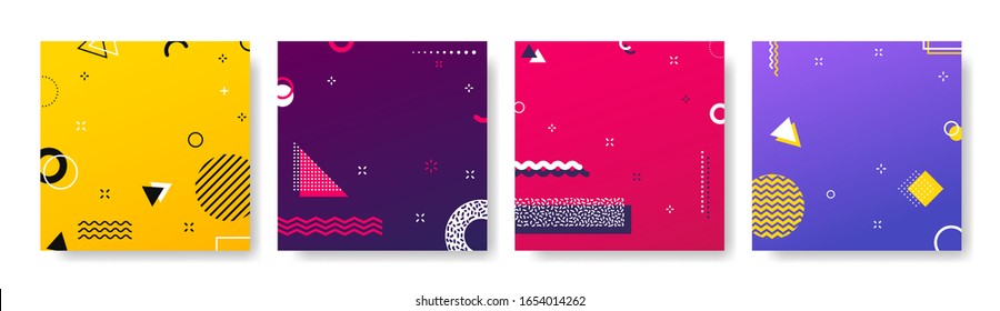 Abstract geometric patterns. Gradients covers design. Set of business brochure, applicable for placards, banners, posters, flyers. Vector illustration.