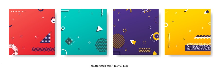 Abstract geometric patterns. Gradients covers design. Set of business brochure, applicable for placards, banners, posters, flyers. Vector illustration.