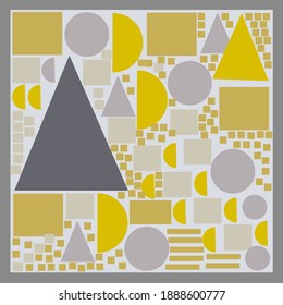 Abstract Geometric patterns with grey and yellow wall art. Geometry shapes wall decor for Minimalist home decorations with Scandinavian style. Vector Ilustration.