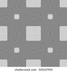 Abstract   geometric patterns. Modern black and white seamless wallpaper. Vector illustration. Fantasy monochrome  background with geometric shapes.
