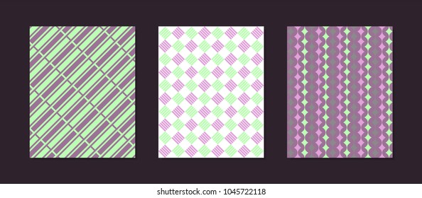 Abstract Geometric Patterns in Pastel Color Design. Creative Cover Design Templates Set. Mosaic Ornament. Cover Templates Set for Magazine, Presentation, Book, Placard, Wrapping, Brochure, Wallpaper.