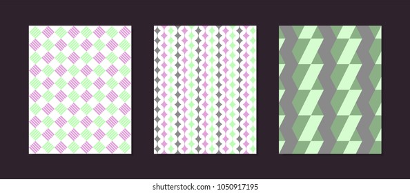 Abstract Geometric Patterns in Pastel Color Design. Creative Cover Design Templates Set. Mosaic Ornament. Cover Templates Set for Magazine, Presentation, Book, Placard, Wrapping, Brochure, Wallpaper.