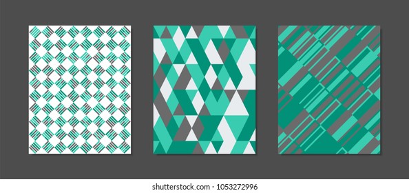 Abstract Geometric Patterns in Pastel Color Design. Creative Cover Design Templates Set. Mosaic Ornament. Cover Templates Set for Magazine, Presentation, Book, Placard, Wrapping, Brochure, Wallpaper.