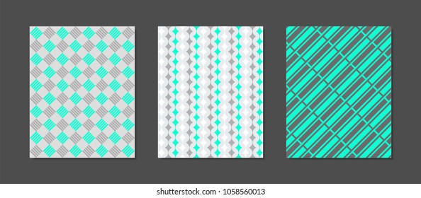 Abstract Geometric Patterns in Pastel Color Design. Creative Cover Design Templates Set. Mosaic Ornament. Cover Templates Set for Magazine, Presentation, Book, Placard, Wrapping, Brochure, Wallpaper.
