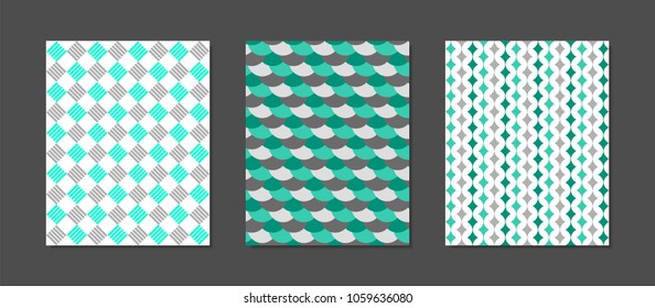 Abstract Geometric Patterns in Pastel Color Design. Creative Cover Design Templates Set. Mosaic Ornament. Cover Templates Set for Magazine, Presentation, Book, Placard, Wrapping, Brochure, Wallpaper.