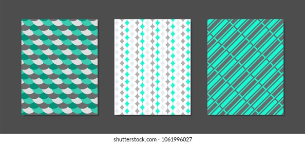 Abstract Geometric Patterns in Pastel Color Design. Creative Cover Design Templates Set. Mosaic Ornament. Cover Templates Set for Magazine, Presentation, Book, Placard, Wrapping, Brochure, Wallpaper.