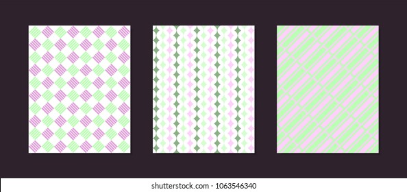 Abstract Geometric Patterns in Pastel Color Design. Creative Cover Design Templates Set. Mosaic Ornament. Cover Templates Set for Magazine, Presentation, Book, Placard, Wrapping, Brochure, Wallpaper.