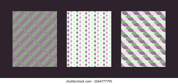 Abstract Geometric Patterns in Pastel Color Design. Creative Cover Design Templates Set. Mosaic Ornament. Cover Templates Set for Magazine, Presentation, Book, Placard, Wrapping, Brochure, Wallpaper.