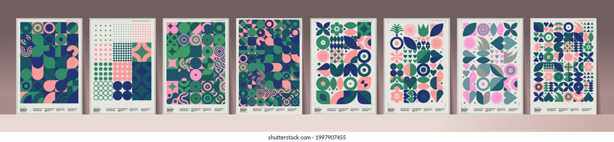 Abstract geometric patterns. A set of vector illustrations. Mega collection of art paintings. Ideal for interior design, poster, banner, wallpaper.