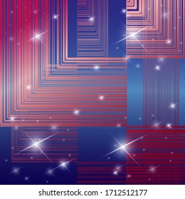 Abstract geometric patterns with shiny star background.