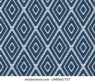 Abstract geometric patterns for wallpaper wrapping, pattern filling, web background, texture and textiles. geometric pattern seamless rhombus print white and navy blue pattern background.