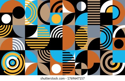 Abstract geometric pattern.Seamless memphis style print design.Vector design simple  lines and shapes mosaic background.
