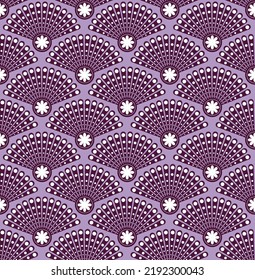 Abstract Geometric Peacock Feather Style Art Deco Seamless Pattern Perfect For Luxury Elegant Wall Paper Print Interior Design Trendy Fashion Colors Lilac Purple Tones