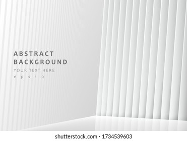 Abstract geometric perspective vertical lines white and gray gradient color background. You can use for cover brochure template, poster, banner web, flyer, print ad, etc. Vector illustration