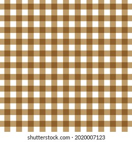 Abstract geometric picnic tablecloth seamless pattern. Buffalo check plaid gingham checker brown and white. Vector illustration background.