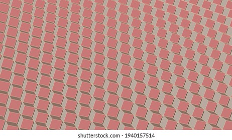 Abstract geometric pink 3d cubes background. Vector illustration in flat design. 16:9 Aspect Ratio. Editable strokes.