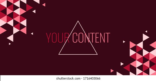 Abstract geometric pink background with baby pink and maroon triangles or polygons. Modern retro creative cool background with template content. Dark pink theme vector illustration.