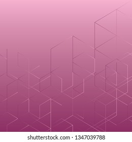 Abstract geometric pink background. Modern technology illustration with square