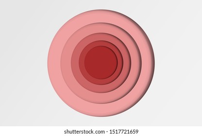 Abstract geometric pink circle shape background in paper cut style design, vector illustration