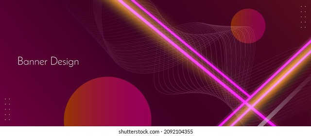 Abstract geometric pink neon lines dynamic banner pattern background illustration