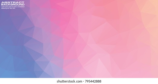Abstract geometric pink pastel background with triangular polygons, Sweet color low poly design wallpaper.