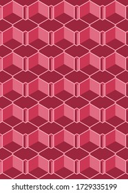 Abstract geometric pink rose 3d boxes pattern background. Vector Illustration
