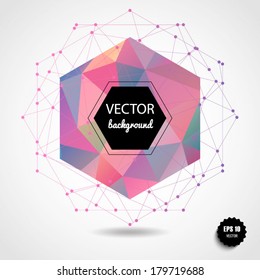 Abstract geometric pink spherical shape from triangular faces for graphic design.Vector illustration EPS10.