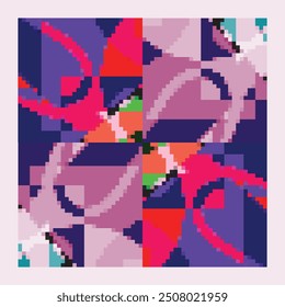 Abstract Geometric Pixel 8 bit Pattern Concept Vector Design